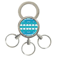 Blue triangles and stripes  			3-Ring Key Chain