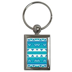 Blue triangles and stripes  			Key Chain (Rectangle)