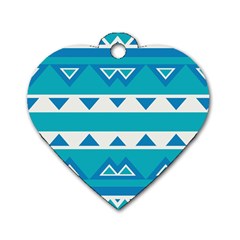 Blue triangles and stripes  			Dog Tag Heart (One Side)