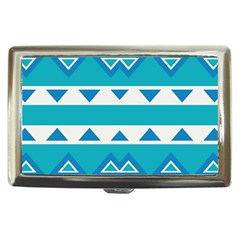 Blue Triangles And Stripes  			cigarette Money Case by LalyLauraFLM