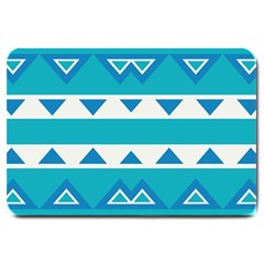 Blue triangles and stripes  			Large Doormat