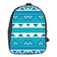 Blue triangles and stripes  			School Bag (Large)