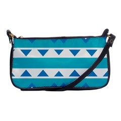 Blue triangles and stripes  			Shoulder Clutch Bag