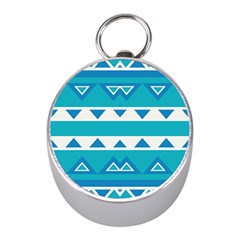 Blue triangles and stripes  			Silver Compass (Mini)