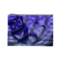 Blue Comedy Drama Theater Masks Cosmetic Bag (large)  by BrightVibesDesign