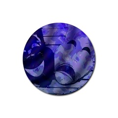 Blue Comedy Drama Theater Masks Rubber Round Coaster (4 Pack)  by BrightVibesDesign