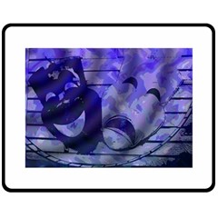 Blue Comedy Drama Theater Masks Double Sided Fleece Blanket (medium)  by BrightVibesDesign