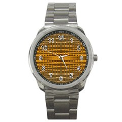 Yellow Gold Khaki Glow Pattern Sport Metal Watch