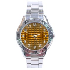 Yellow Gold Khaki Glow Pattern Stainless Steel Analogue Watch