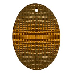 Yellow Gold Khaki Glow Pattern Ornament (Oval) 