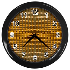 Yellow Gold Khaki Glow Pattern Wall Clocks (black) by BrightVibesDesign