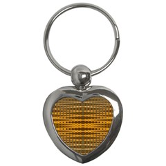 Yellow Gold Khaki Glow Pattern Key Chains (heart)  by BrightVibesDesign