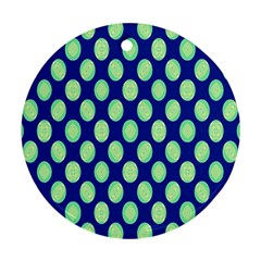 Mod Retro Green Circles On Blue Ornament (round)  by BrightVibesDesign