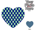 Mod Retro Green Circles On Blue Multi-purpose Cards (Heart)  Front 26