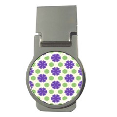 Purple Flowers Pattern        			money Clip (round) by LalyLauraFLM