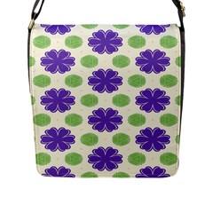 Purple Flowers Pattern        			flap Closure Messenger Bag (l) by LalyLauraFLM