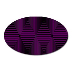 Purple Black Rectangles         			magnet (oval) by LalyLauraFLM