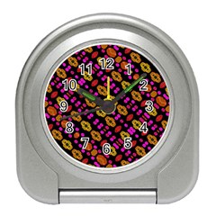 Stylized Floral Stripes Collage Pattern Travel Alarm Clocks by dflcprints