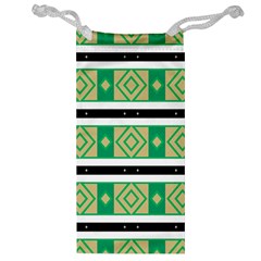 Green Rhombus And Stripes           Jewelry Bag by LalyLauraFLM