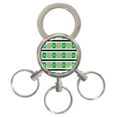 Green Rhombus And Stripes           			3-ring Key Chain by LalyLauraFLM