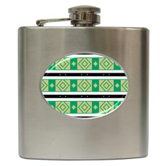 Green Rhombus And Stripes           			hip Flask (6 Oz)