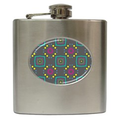 Squares And Circles Pattern 			hip Flask (6 Oz)