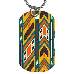 Distorted Shapes In Retro Colors   			dog Tag (one Side) by LalyLauraFLM