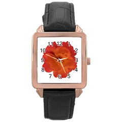 Red Rose Photo Rose Gold Leather Watch 