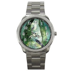 Awesome Seadraon In A Fantasy World With Bubbles Sport Metal Watch by FantasyWorld7