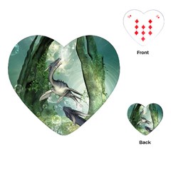 Awesome Seadraon In A Fantasy World With Bubbles Playing Cards (heart)  by FantasyWorld7