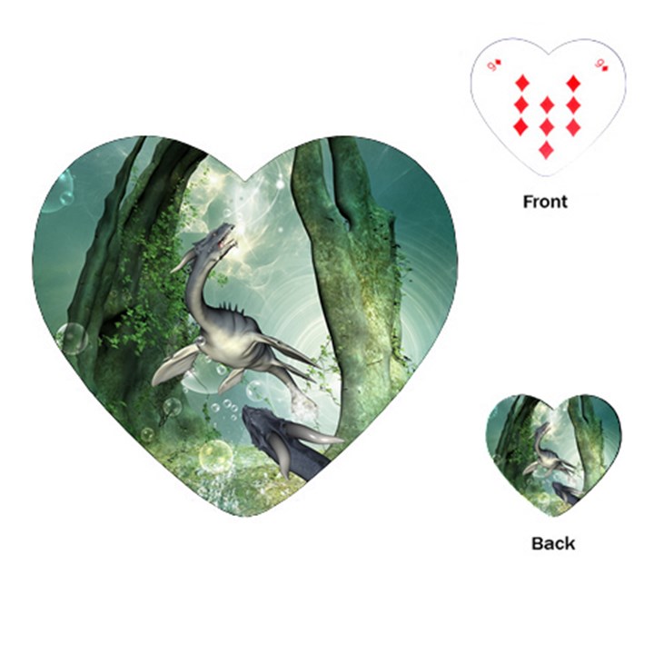 Awesome Seadraon In A Fantasy World With Bubbles Playing Cards (Heart) 