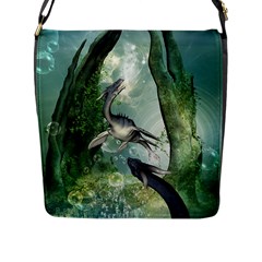 Awesome Seadraon In A Fantasy World With Bubbles Flap Messenger Bag (l) 