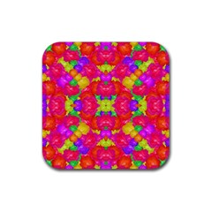 Multicolor Floral Check Rubber Coaster (square)  by dflcprints