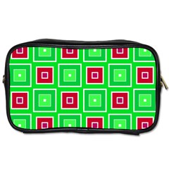 Green Red Squares Pattern    Toiletries Bag (two Sides) by LalyLauraFLM