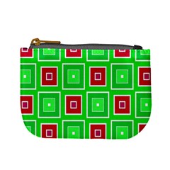Green Red Squares Pattern    	mini Coin Purse by LalyLauraFLM