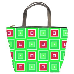 Green Red Squares Pattern    	bucket Bag by LalyLauraFLM