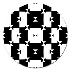 Black And White Check Pattern Magnet 5  (round) by dflcprints