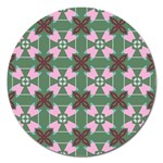 Pink brown flowers pattern     			Magnet 5  (Round) Front