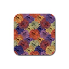 Vintage Floral Collage Pattern Rubber Square Coaster (4 Pack) 