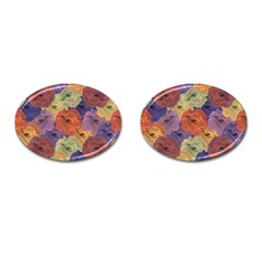 Vintage Floral Collage Pattern Cufflinks (oval)