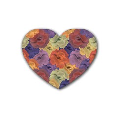 Vintage Floral Collage Pattern Heart Coaster (4 Pack) 