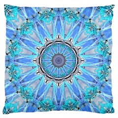 Sapphire Ice Flame, Light Bright Crystal Wheel Large Flano Cushion Case (one Side) by DianeClancy