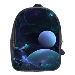 The Music Of My Goddess, Abstract Cyan Mystery Planet School Bags(large)  by DianeClancy