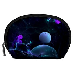 The Music Of My Goddess, Abstract Cyan Mystery Planet Accessory Pouches (large)  by DianeClancy