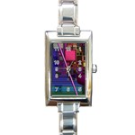 Jewel City, Radiant Rainbow Abstract Urban Rectangle Italian Charm Watch Front