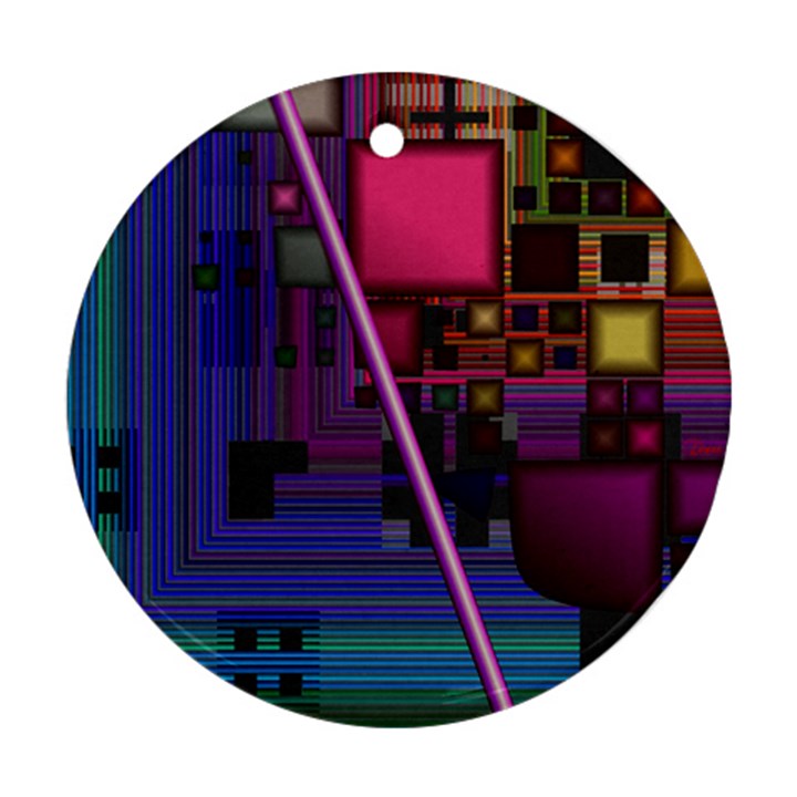 Jewel City, Radiant Rainbow Abstract Urban Ornament (Round) 