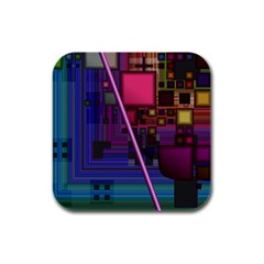 Jewel City, Radiant Rainbow Abstract Urban Rubber Square Coaster (4 Pack)  by DianeClancy