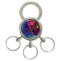 Jewel City, Radiant Rainbow Abstract Urban 3-ring Key Chains by DianeClancy