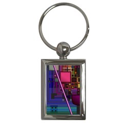 Jewel City, Radiant Rainbow Abstract Urban Key Chains (rectangle)  by DianeClancy