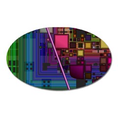 Jewel City, Radiant Rainbow Abstract Urban Oval Magnet by DianeClancy